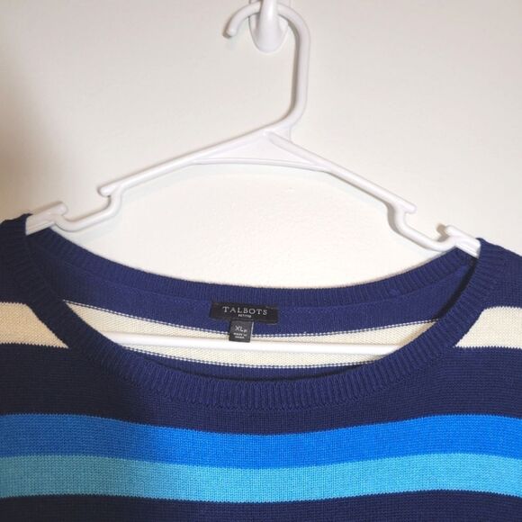 Talbots Striped Navy Purple Sweater XLP XL Petite - Picture 2 of 9